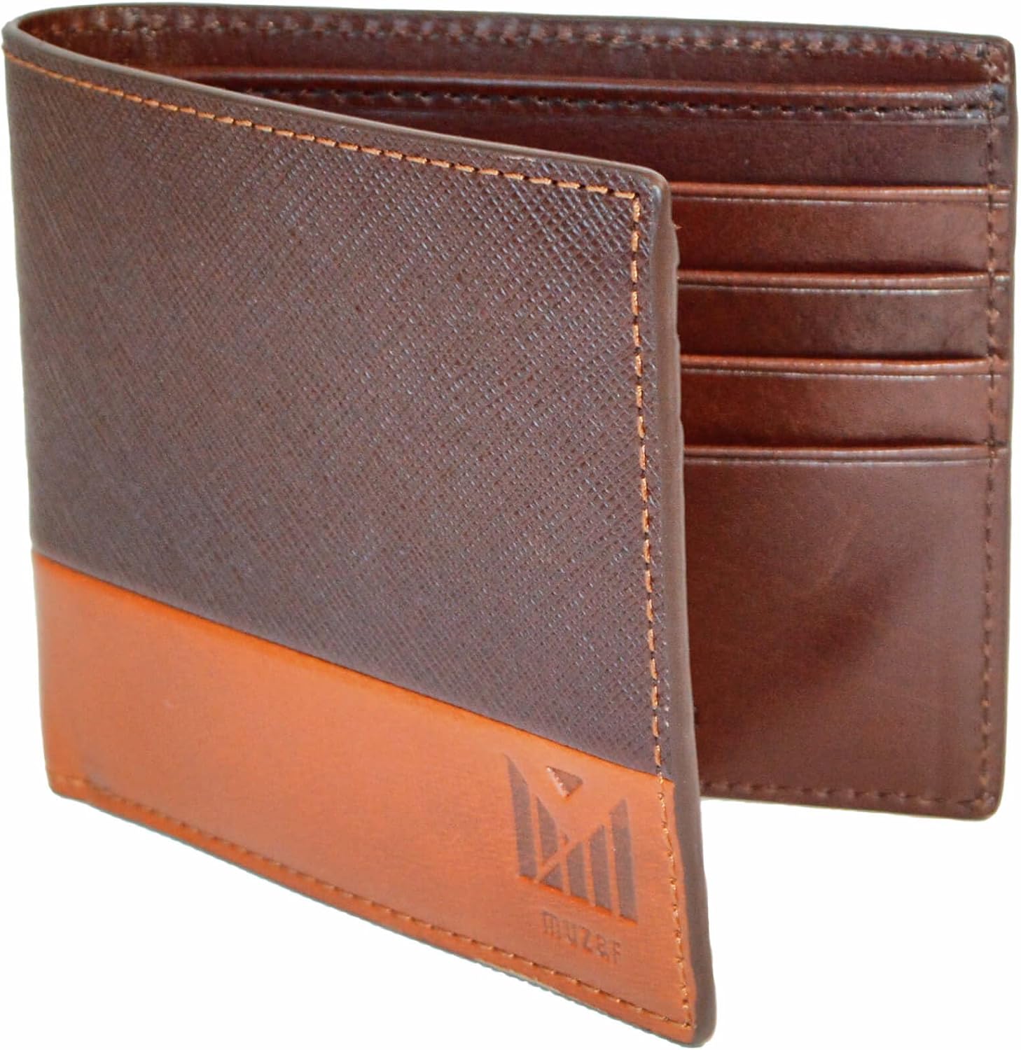 Premium Leather Bifold Wallet for Men – RFID Blocking, Multiple Card Slots, 1 ID Slot, 2 Cash Compartments & Hidden Pockets, 4.5 x 3.5 Inches (Brown Tan) image 3