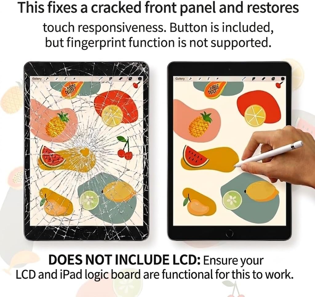 for iPad 9 (9th Generation) A2602 A2603 A2604 A2605 Screen Replacement Digitizer Touch Glass Kits, for iPad 2021 9th Gen 10.2 Inch, Full Repair Sets+Home Button[NO Fingerprint Reader] [NO LCD] image 4
