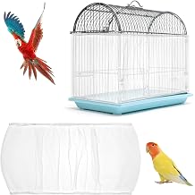 Bremorou Bird Cage Cover Bird Cage Seed Catcher White Adjustable Birds Cages Netting Seed Catcher for Birds Cages Seeds Catchers Guard Net Cover Parrot Skirt for Parrot Parakeet Macaw Round Square