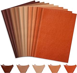 Whaline 100 Sheets Brown Tissue Paper 5 Colors Gift Wrapping Paper Fall Decorative Art Papers for Wedding Birthday Baby Shower Autumn Harvest Thanksgiving Party DIY Crafts Supplies, 14 x 20 Inch