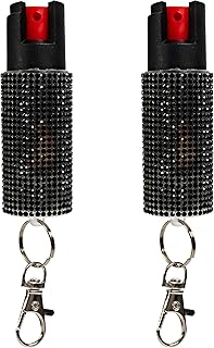 Burn Pepper Spray for Self Defense - 0.67oz Stylish Compact Pepper Spray for Women with Keychain, Maximum Strength, Police Grade with UV Dye for Personal Safety, Joggers & Home Defense, Black 2 Pack