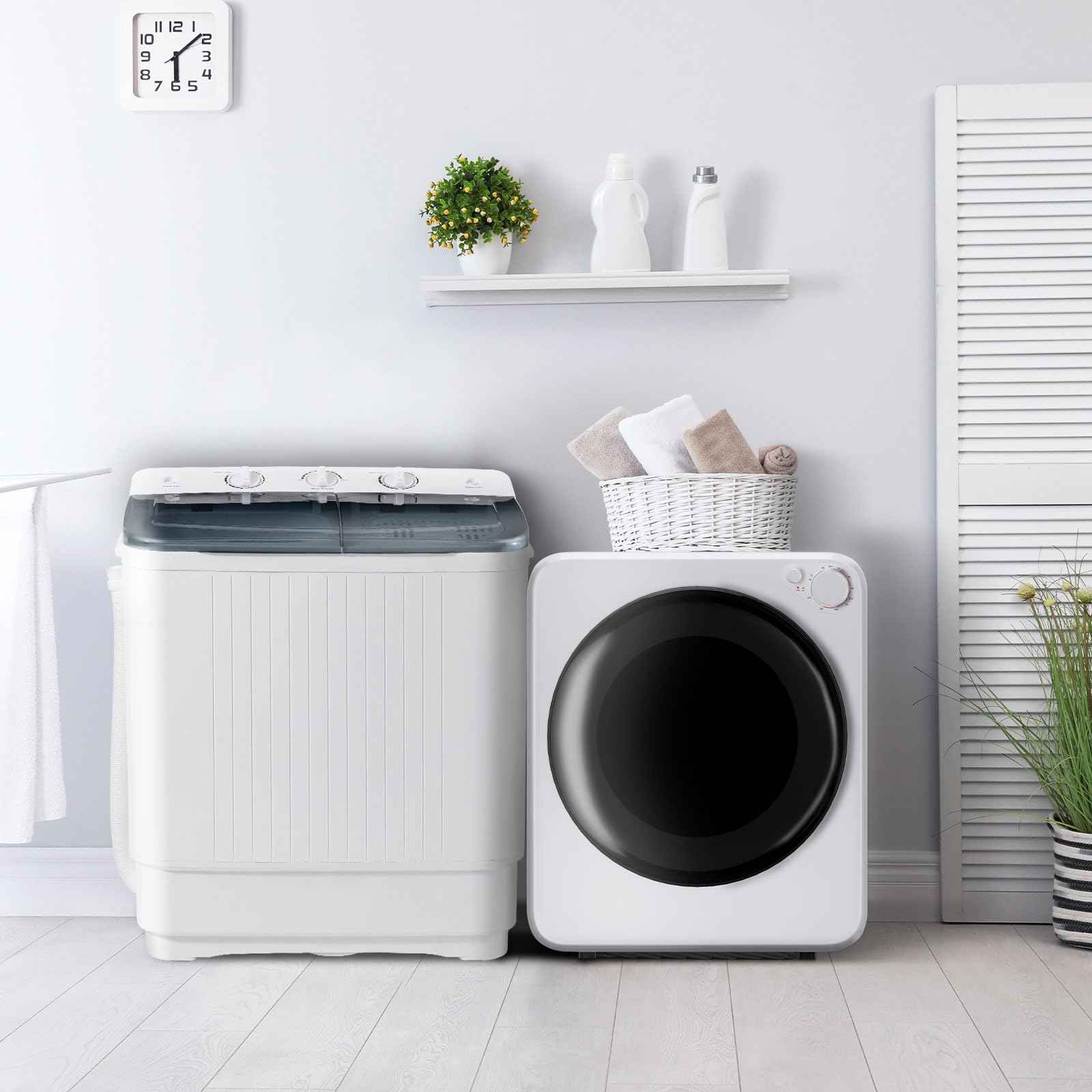 DOGHLY 1.8 Cu.Ft Portable Clothes Dryer and 22lbs Washing Machine Set