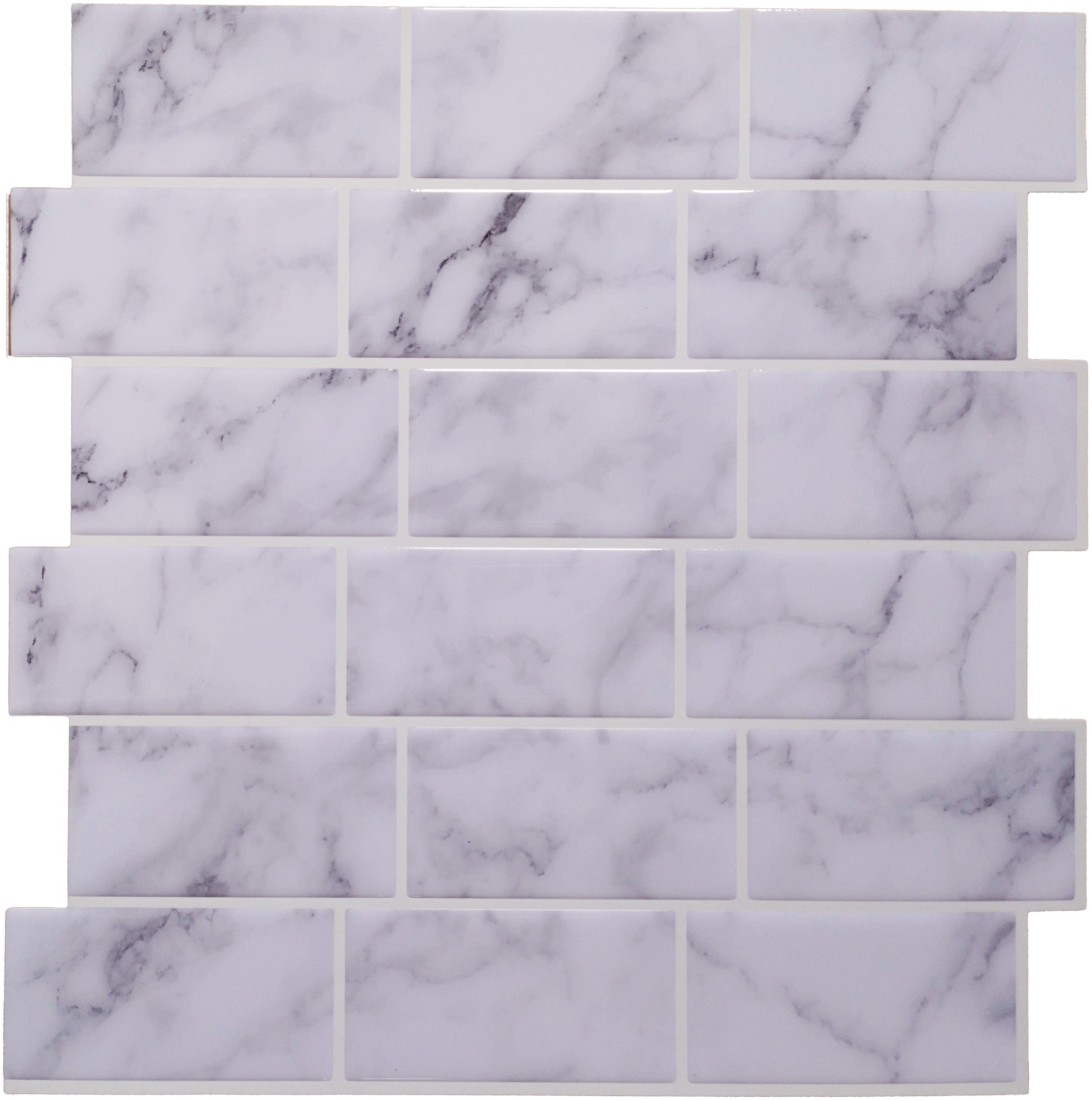 Dalles de dosseret en vinyle effet granit clair 30,5 cm | Lot de 4 dalles adhésives