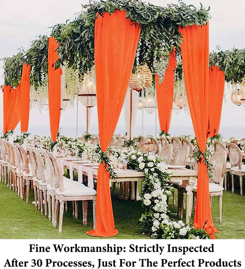 DUOBAO Orange Chiffon Backdrop Curtain 10FT Sheer Curtains 2 Panels 29x120-Inch Chiffon Fabric Drapes for Wedding Ceremony Voile Curtains Photography Backdrop Drapes Party Stage Decoration