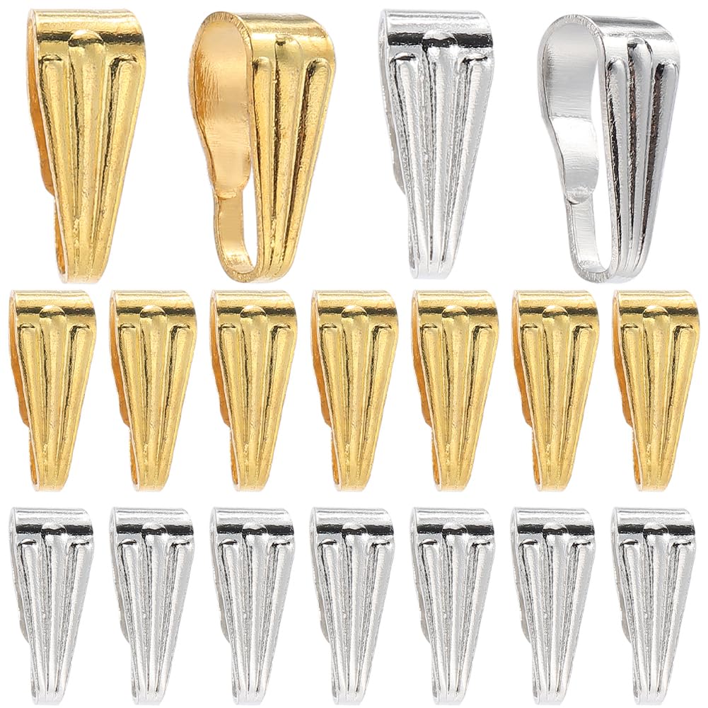 SOFPLATE 1 Box 600Pcs Gold Snap Bails Silver jewellery Pinch Bail Bulk Brass Metal Hook Claw Clasp Pendant Charms Chain Links Connector Clasps for Necklace jewellery Making Bracelets Earrings DIY