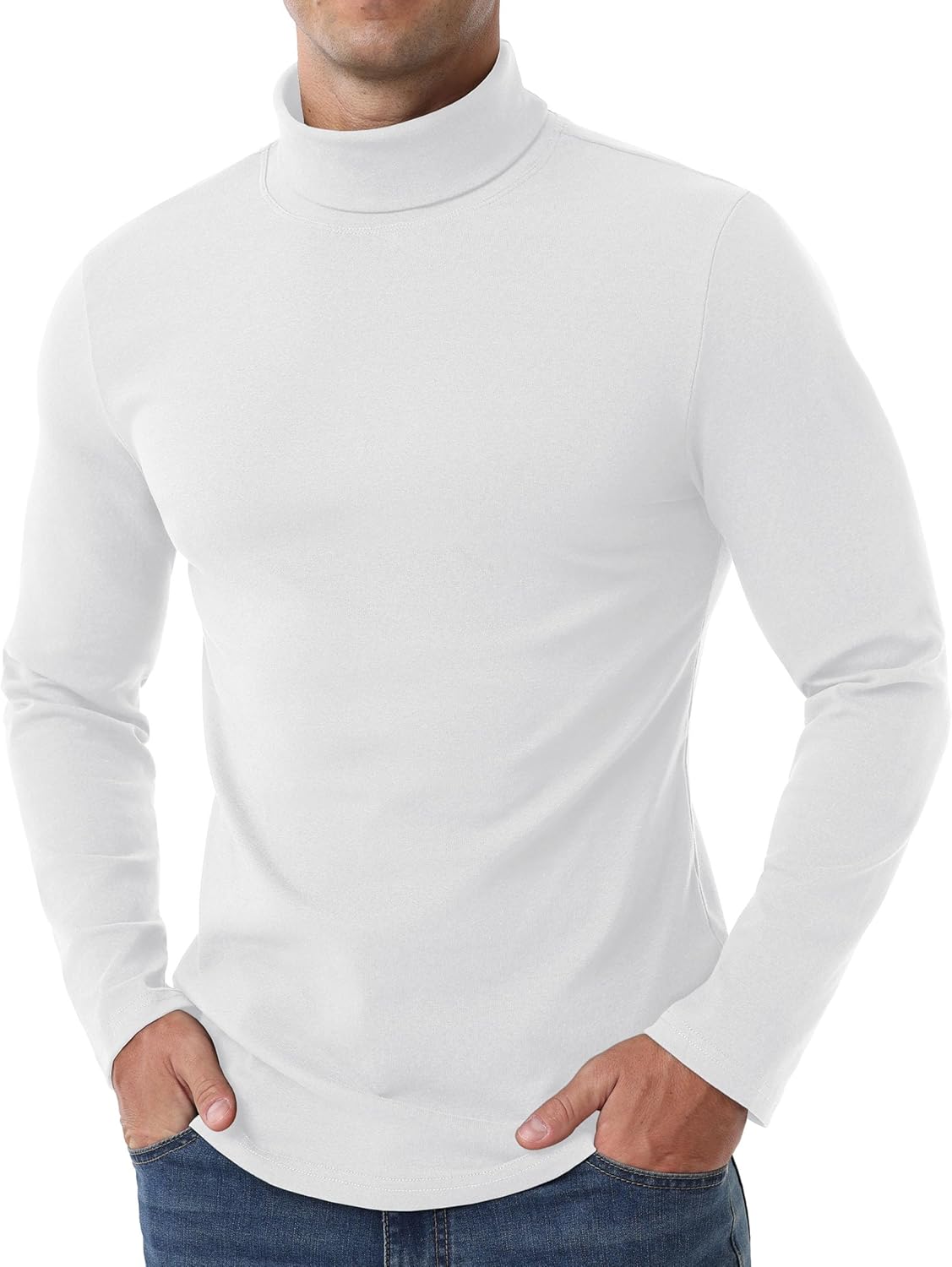 Askdeer Men's Turtleneck Shirts Cotton Long Sleeve Thermal Pullover Sweater Lightweight Thermal T-Shirts - Image 2