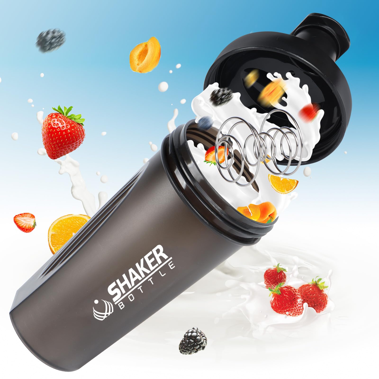 XTK Shaker Bottle Protein-Shaker – 473 Ml, Auslaufsicher, Mit Mixball & Pulverfach, BPA-frei, Für Sport & Pre-Workout