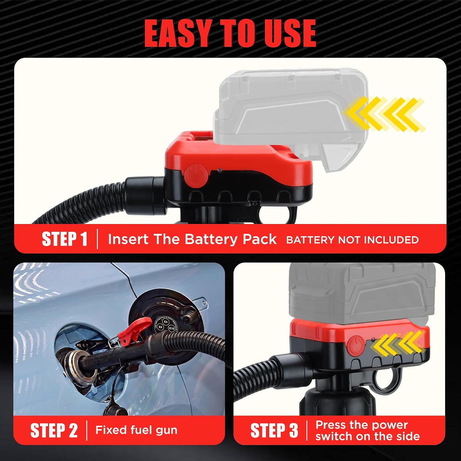 5.0 GPM Cordless Fuel Transfer Pump battery powered with 51" hose, Compatible with Craftsman 20V Batteries, Auto-stop, 5-size adapters, Portable Gas can pump