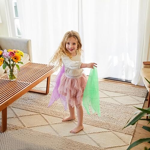 Miniatura 6 de KIMOBER 12 bufandas cuadradas de baile, 12 colores malabares de seda, trucos de magia de música, accesorios para niños pequeños (24 x 24 pulgadas)