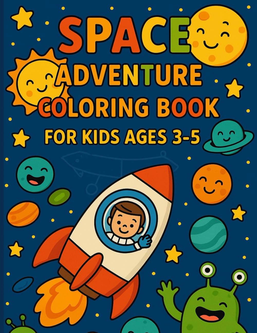 Space Adventure Coloring Book for Kids Ages 3–5: Fun Outer Space Activity Book with Planets, Rockets & Astronauts for Preschoolers. (Adventure Beyond the Stars)