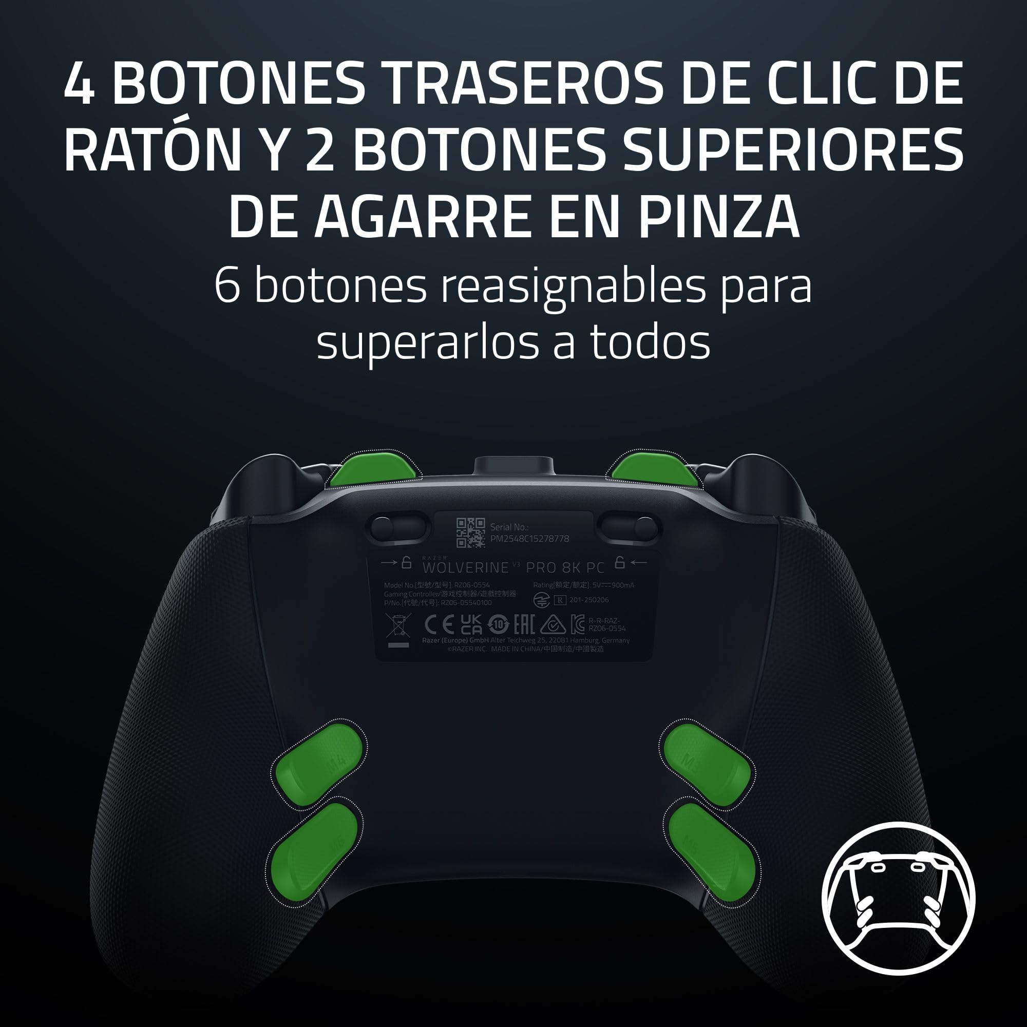 Razer Wolverine V3 Pro 8K PC - Mando inalámbrico de esports para PC (8K Hz HyperPolling, Palancas de mando TMR con cubiertas intercambiables) Negro