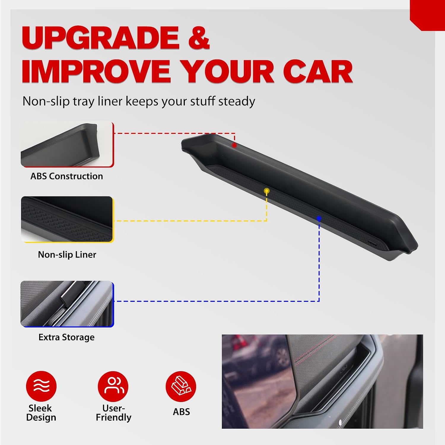 FIERYRED Grab Bar Tray Compatible with 2024 2025 Jeep Wrangler JL JLU 4XE & Jeep Gladiator JT, Passenger Side Grab Tray Storage Organizer, Interior Accessories