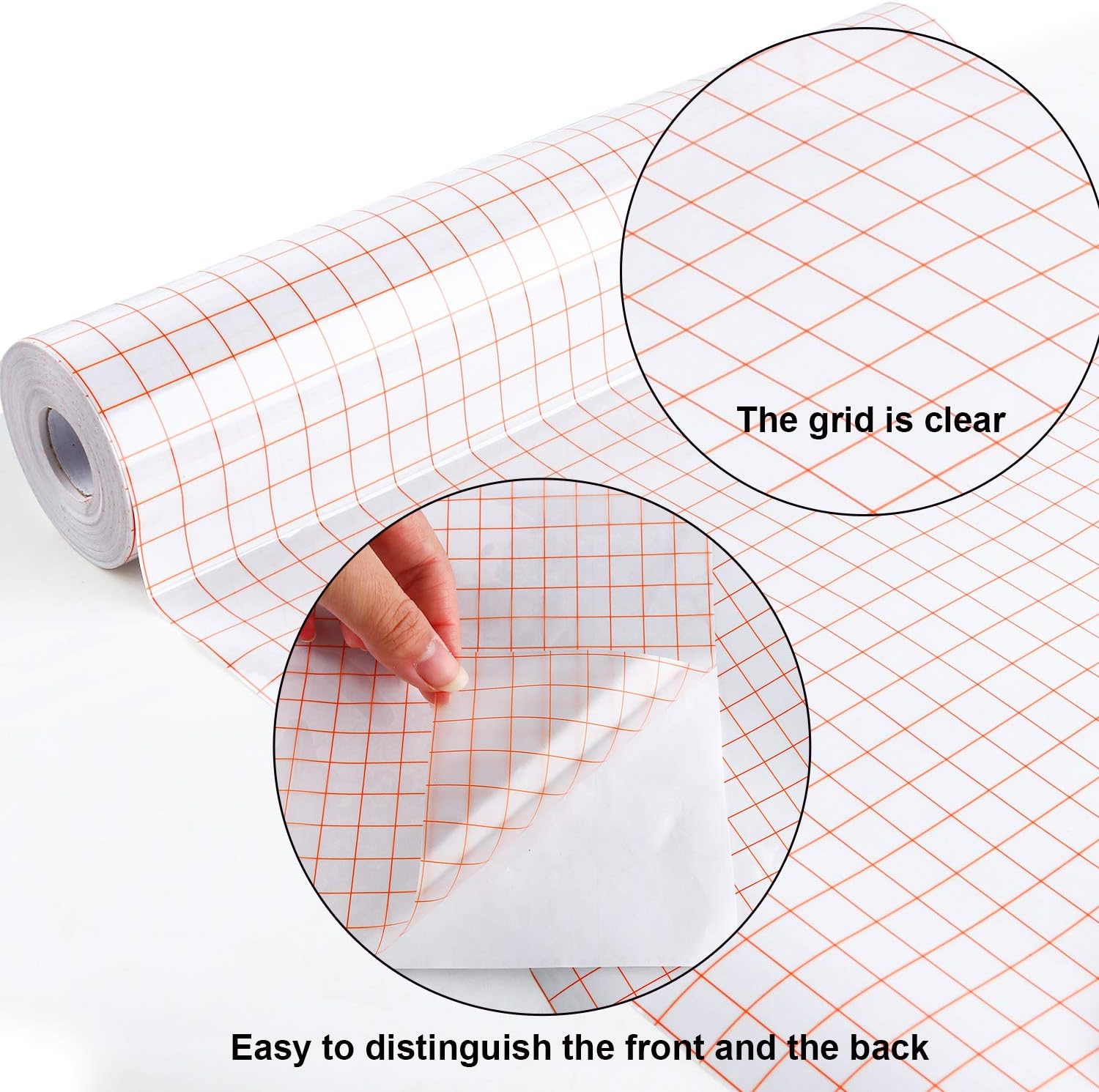 Transfer Tape for Vinyl - 12in x 60 ft w/Red Alignment Grid for Adhesive Vinyl - Medium Tack Vinyl Transfer Tape for Various Cutting Machines by XPCARE