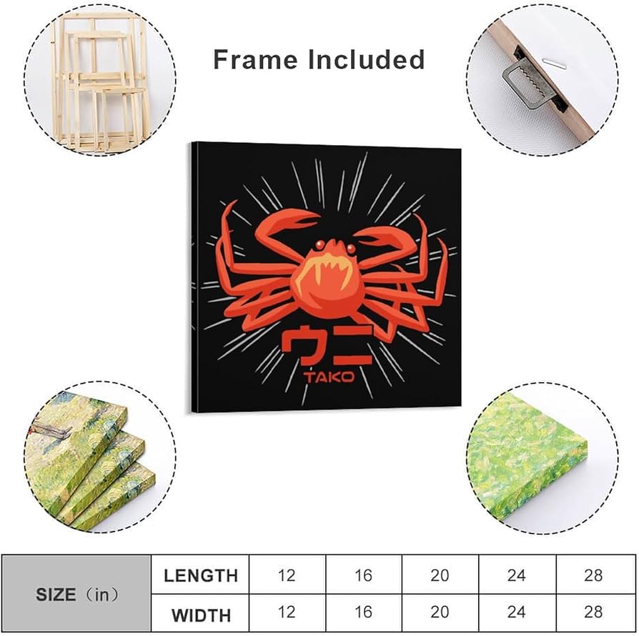 Amazon.co.jp: アートパネル 装飾画 カニ・ウニ・TAKO! アートフレーム