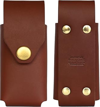 American Bench Craft Leather Multitool Sheath & Knife Case fits Gerber Diesel and MP600 - Riveted Leather Sheath/Holster with Brass Snap - Brown