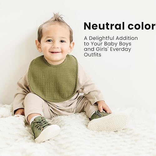 Miniatura 7 de Konssy Baberos de muselina para bebé, paquete de 8 unidades, bandana de algodón, unisex, para niños y niñas, juego suave y absorbente para dentición