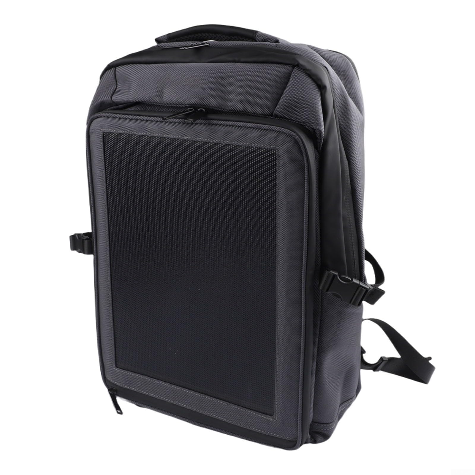 Zaino solare con pannello da 30 W, zaino Oxford leggero da 35 litri, per escursionismo, campeggio, cerniera impermeabile, grigio scuro