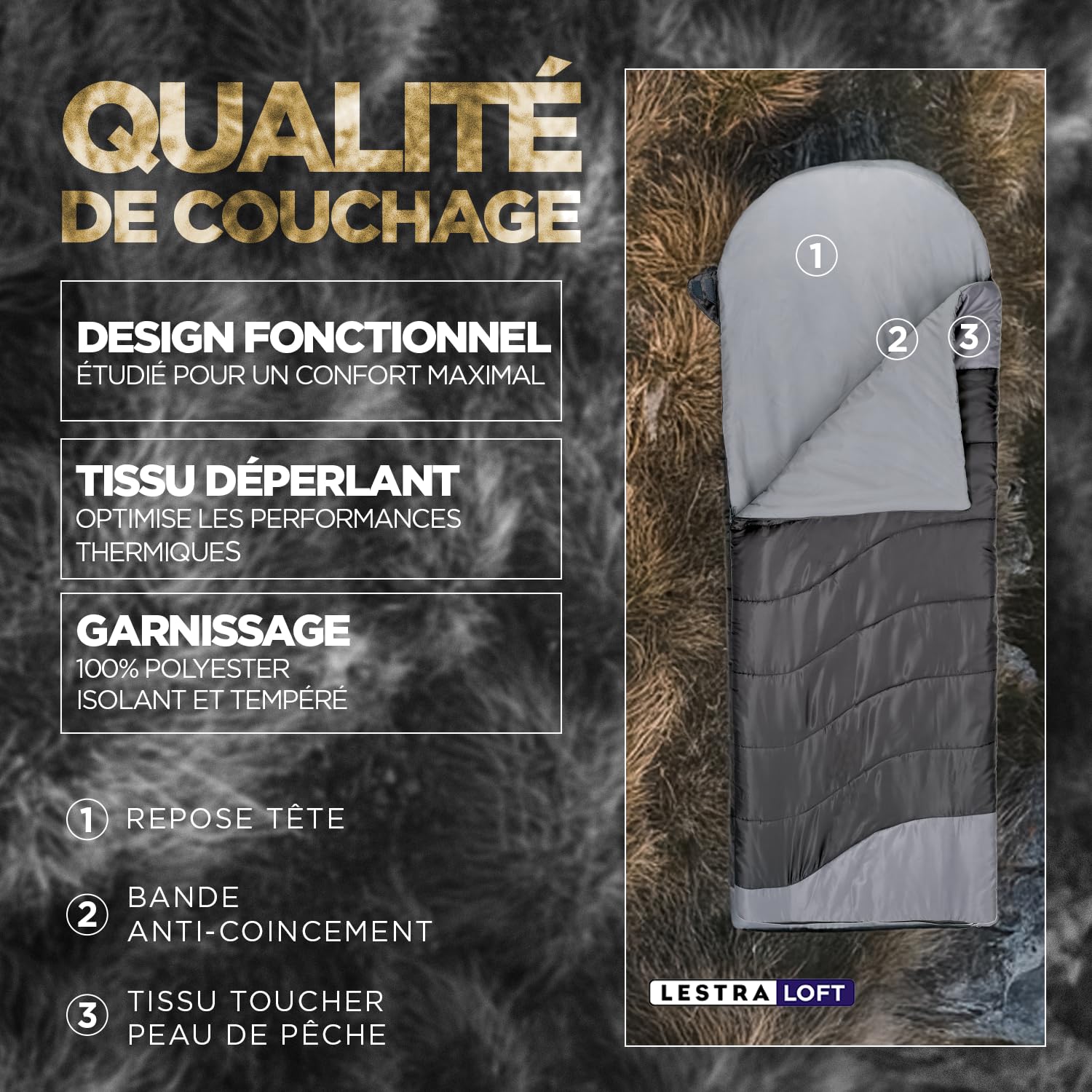 Lestra Sport - Pavin - Sac de Couchage Couverture Trek et Randonnée - T° Limit Confort 04 °C - Confortable & Robuste - Adulte - 180 + 30 x75 cm - 1,2 kg