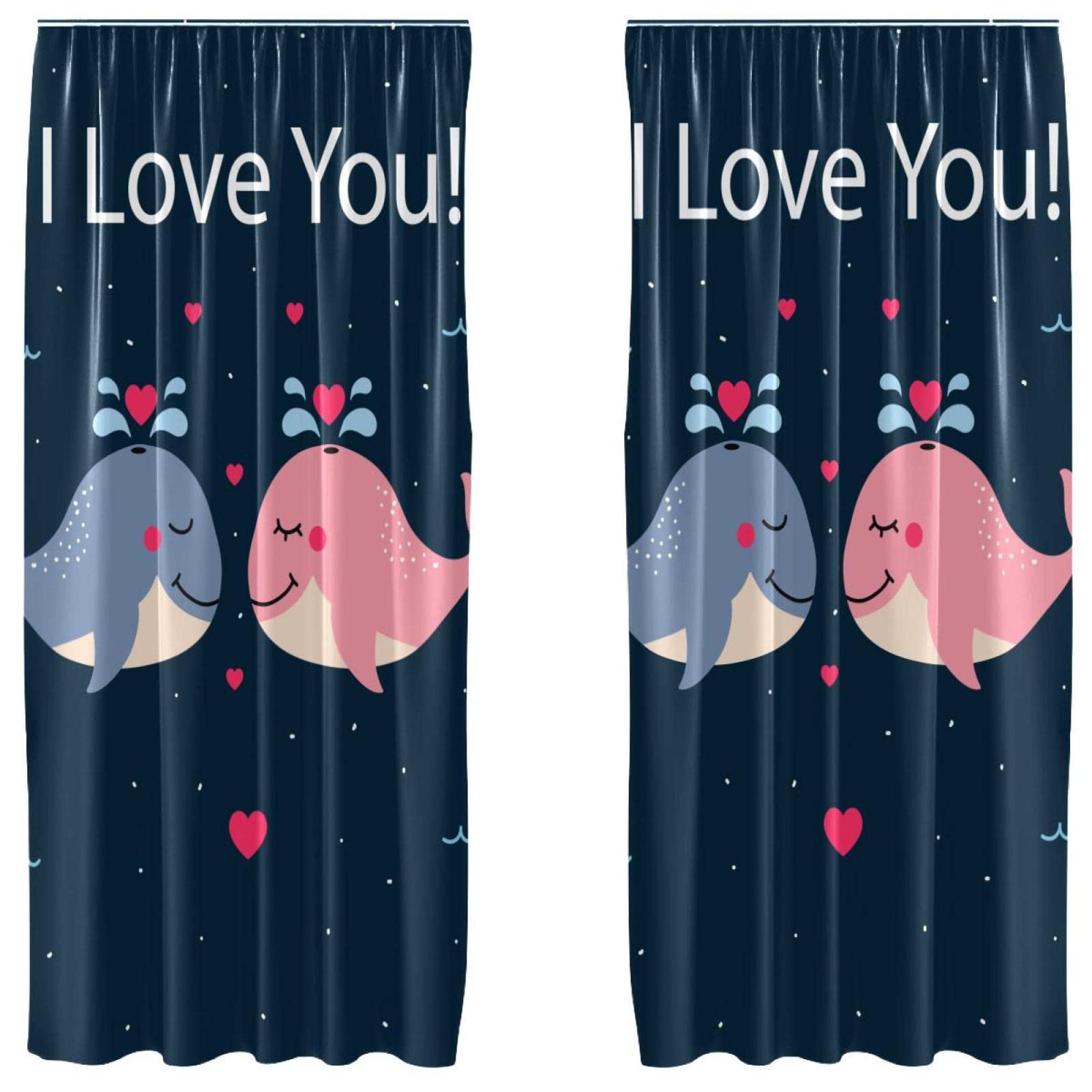 Cortinas de ballena Cute Cartoon Whale amor para habitaciones infantiles