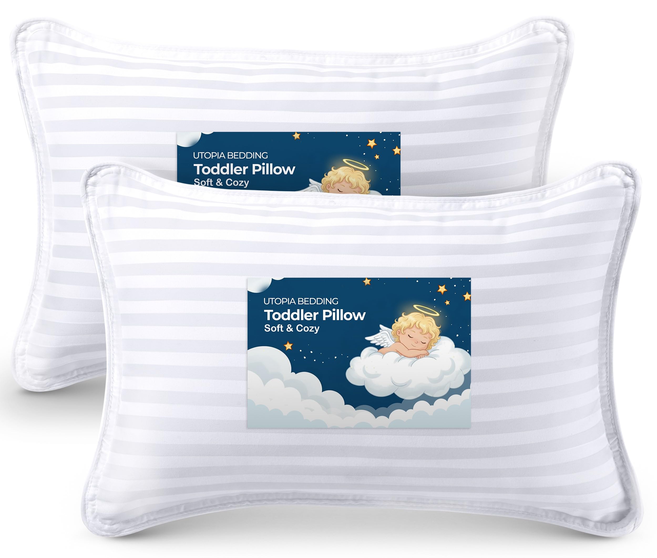 Utopia Bedding Youth Pillow (White, 2 Pack), 16x22 Kids Pillow for Sleeping, Soft and Breathable Cotton Blend Shell, Polyester Filling, Perfect for Kids Bed and Travel (Intended for Age 5 and up)