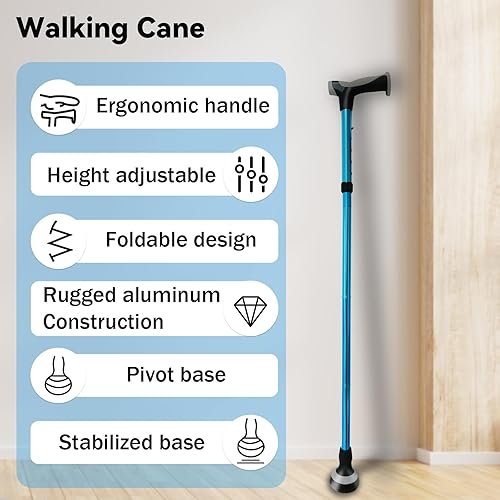 Miniatura 5 de Walking Cane for Seniors Cool Canes for Women Men, Adjustable, Foldable, Collapsible Walking Canes with Storage Bag All Terrain Retractable Walking