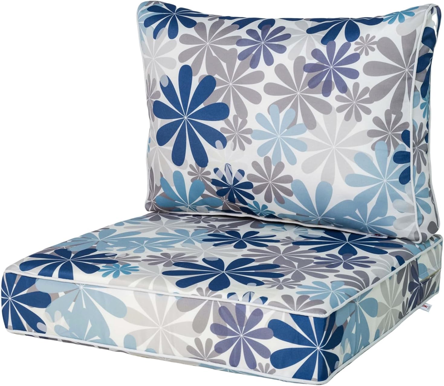 Outdoor Seat/Back Deep Chair Cushion Set for Patio Furniture - Lounge Chair Cushions with Zipper - Water-Resistant Patio Chair Cushions 24x24