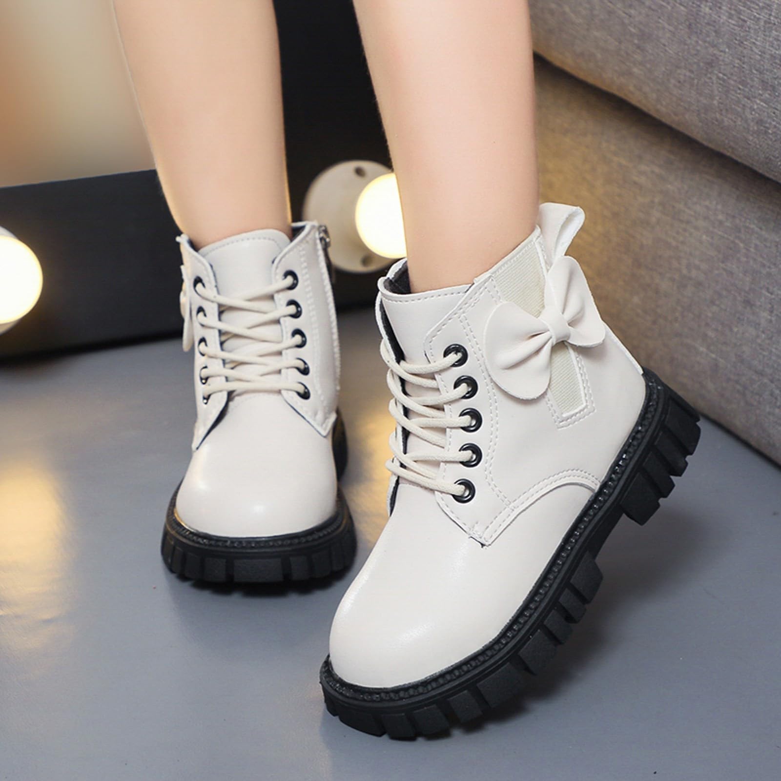 Generisch Bottines pour enfants avec talon épais et semelle souple confortable, bottes décontractées