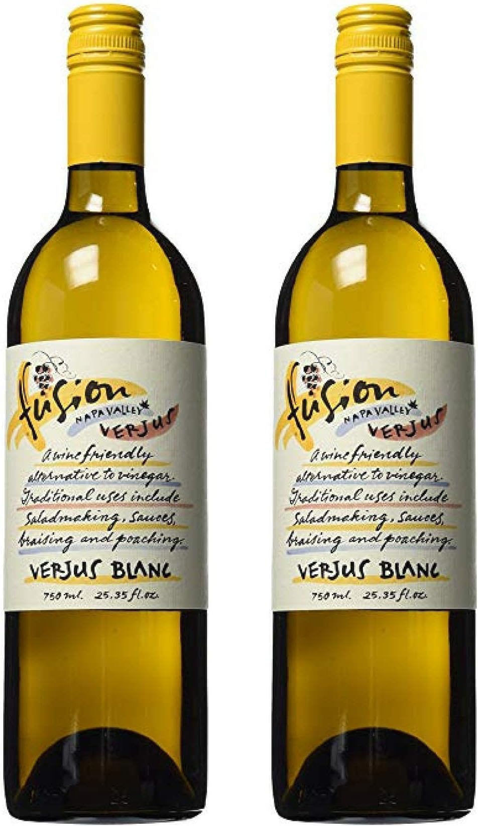 Fusion Napa Valley Verjus Blanc: Juice of Unripe Grapes, 25.35 fl.Ounce (750 ml) (2 Pack)