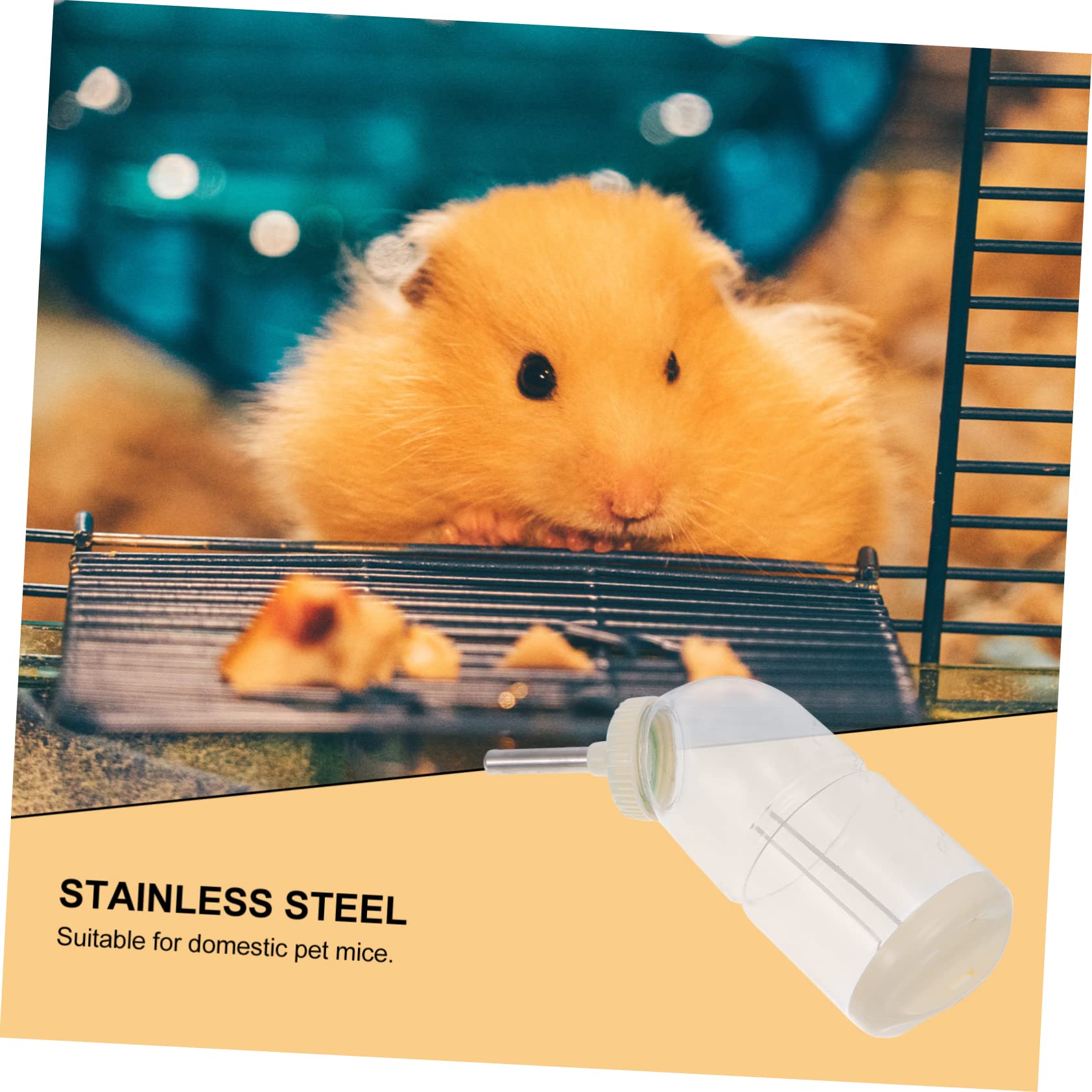BESPORTBLE 6 Pièces Abreuvoir Lapin Distributeur d'eau pour Animaux Bouteille De Cobaye Bouteille d'eau pour Animaux Récipient à Eau Pratique pour Lapin Biberon Acier Inoxydable Beige