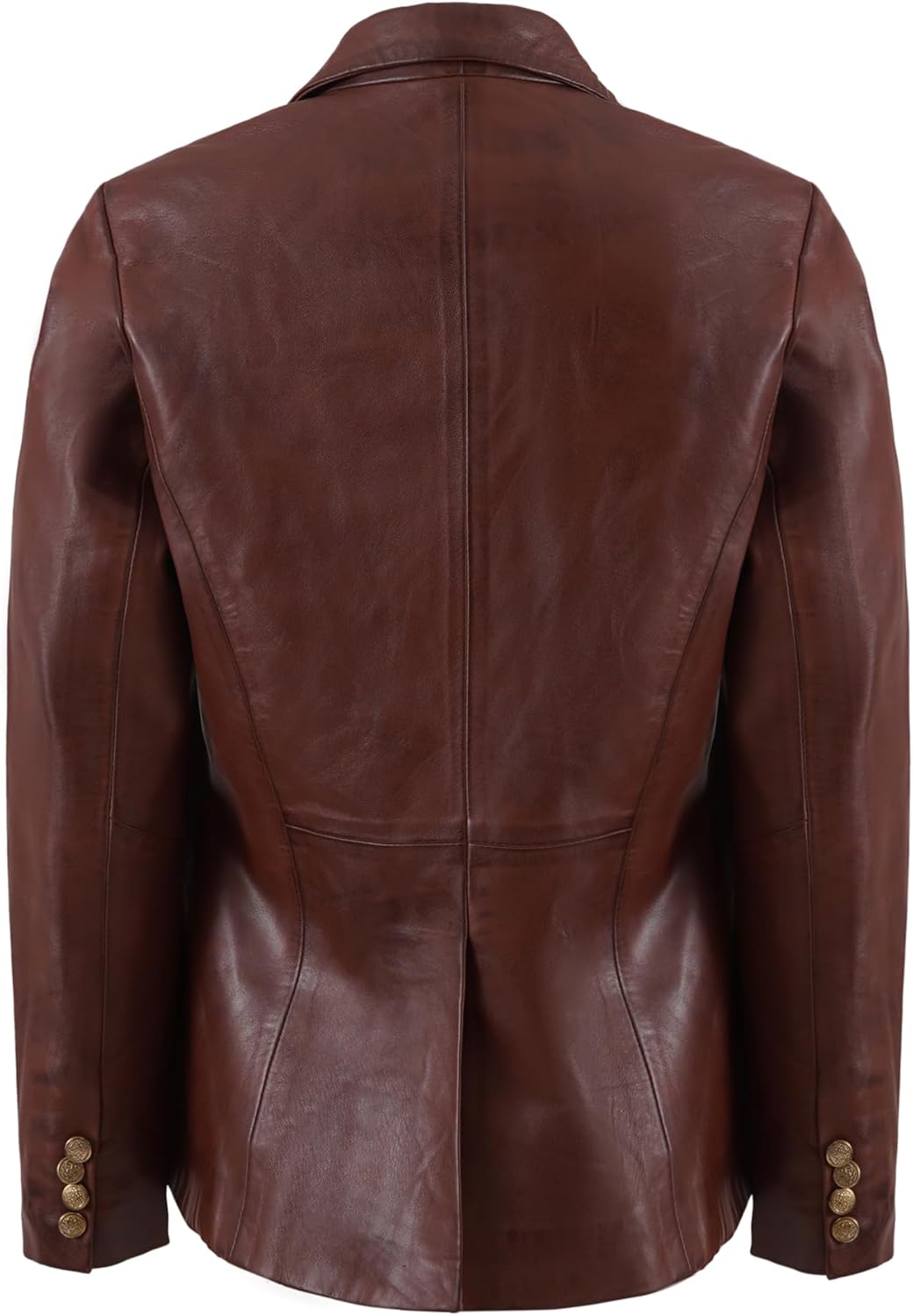 Women’s Double Breasted Lambskin Leather Blazer-Genuine Leather Jacket for Work and Casual Wear - Image 3