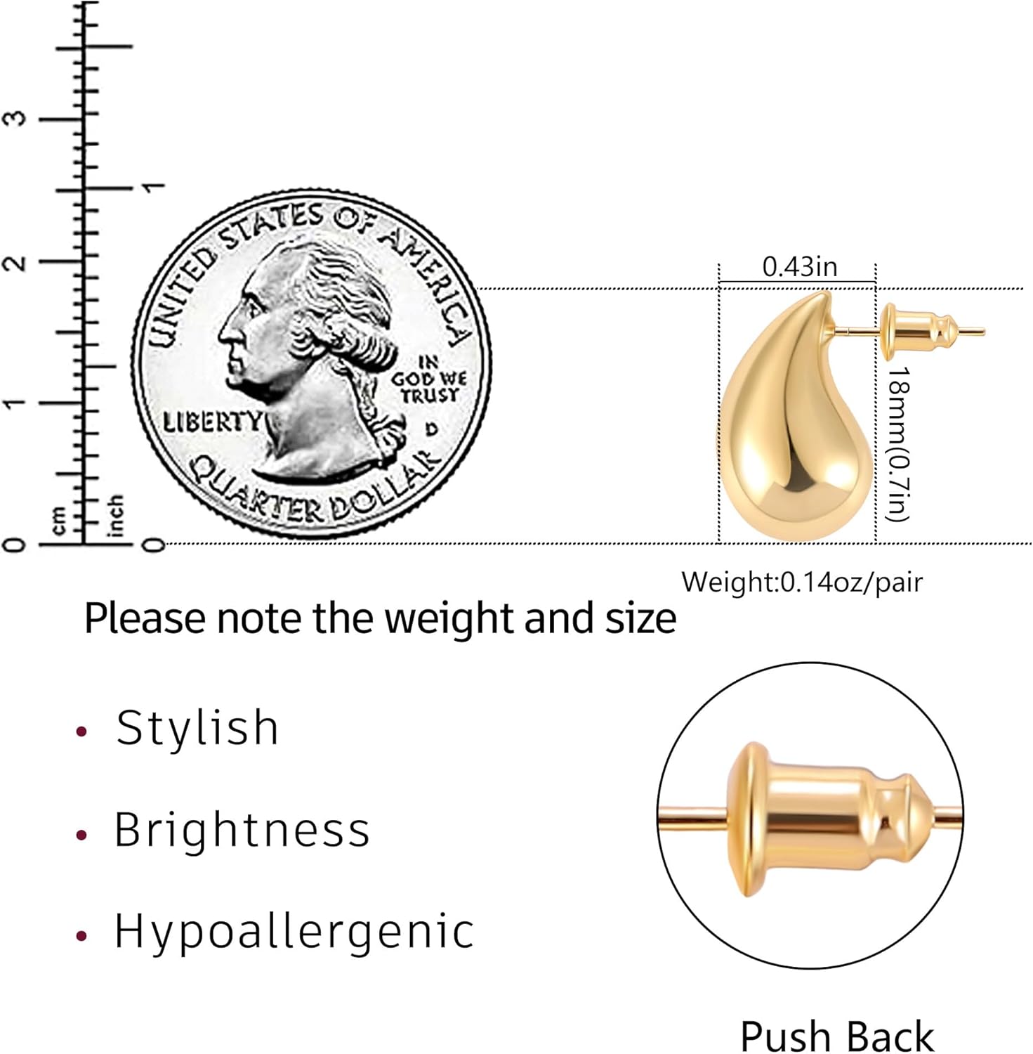 Gacimy Teardrop Earrings Dupes for Women 14K Gold Plated, Chunky Drop Earrings for Women with 925 Sterling Silver Post - Image 2