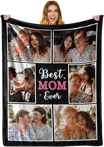 ShineSand Regalos personalizados para madres de parte de la hija, manta personalizada con fotos, mantas personalizadas para mamá con imagen, regalo