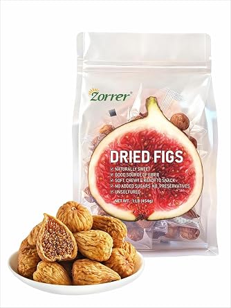 Zorrer Premium Dried Figs, 1 lb, Chewy, Naturally Sweet, No Added Sugar