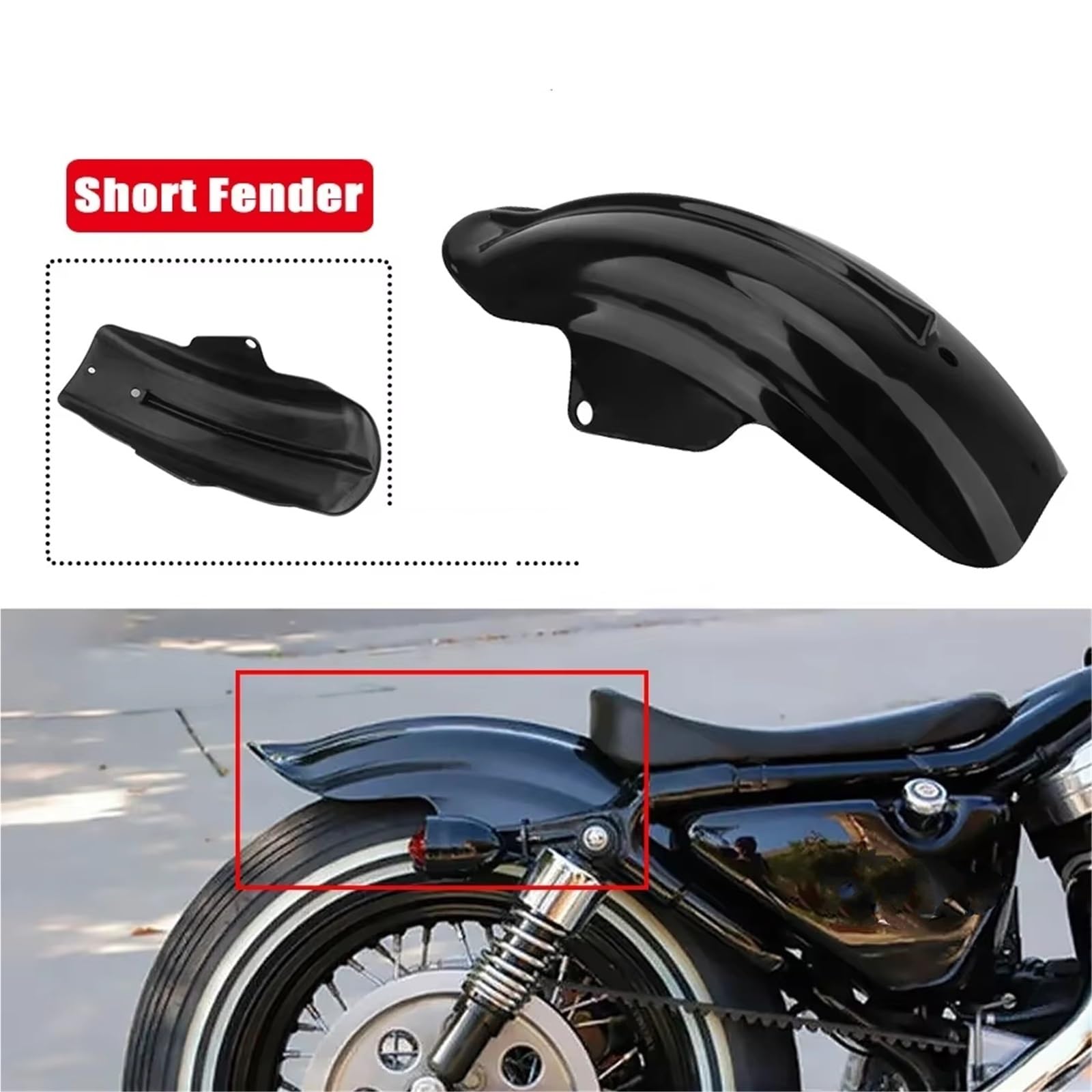 Parafango Moto Allungato Per Bobber Per Chopper Parafango Posteriore Universale Nero ABS Motocross Moto Parti Telai