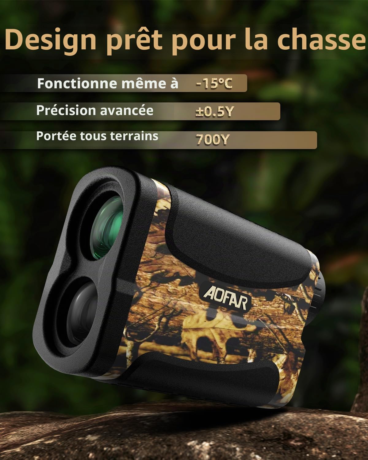 AOFAR HX-700N Télémètre Laser pour Golf et Chasse, Portée 700 Yards, Grossissement 6X, Mesure de Distance et Vitesse, Précision ±1m, Étui et Batterie Inclus