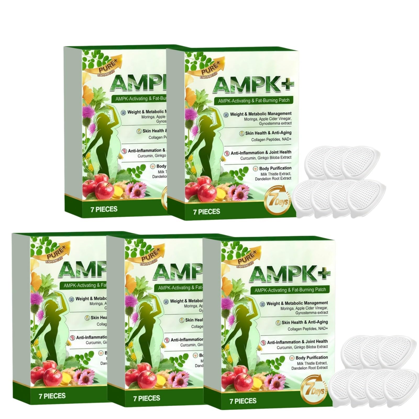 Moringa x Berberina Parche 10 en 1, Nano Microneedle Adelgazar, Ingredientes Naturales, Fácil de Aplicar, Invisible Bajo el Natural Moringa y Berberina, Reafirmación y Brule Grasa