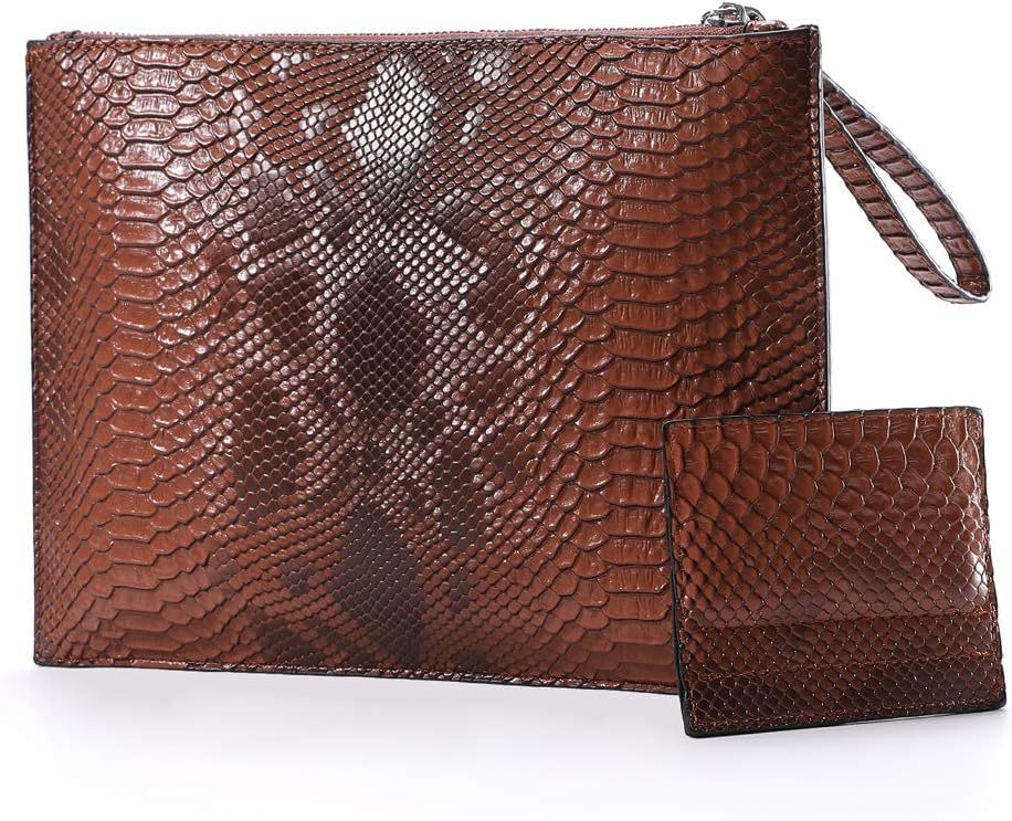 womens Snakeskin Patterned Clutch Purse Bag With Card Holder Clutch