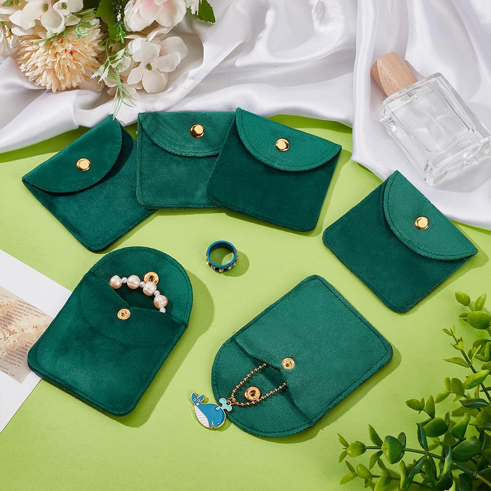 UNICRAFTALE about 12Pcs Jewelry Pouches Soft Velvet Jewelry Pouches Green Jewelry Gift Bags with Snap Button Rectangle Portable Storage Bag for Rings Necklaces Earrings Bracelets Organizer - Image 4