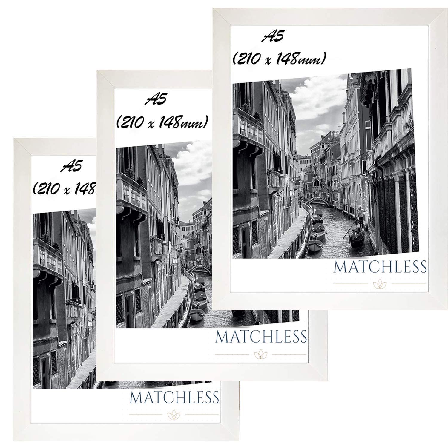 MATCHLESS Durable & Classic Look Wall Mounting Posters Photo Frames Pack Of 3 A5 frame A5 photo frame (210 x 148mm) (white) a5 picture frame Wall Hanging Picture Frame For Your Home And Office.