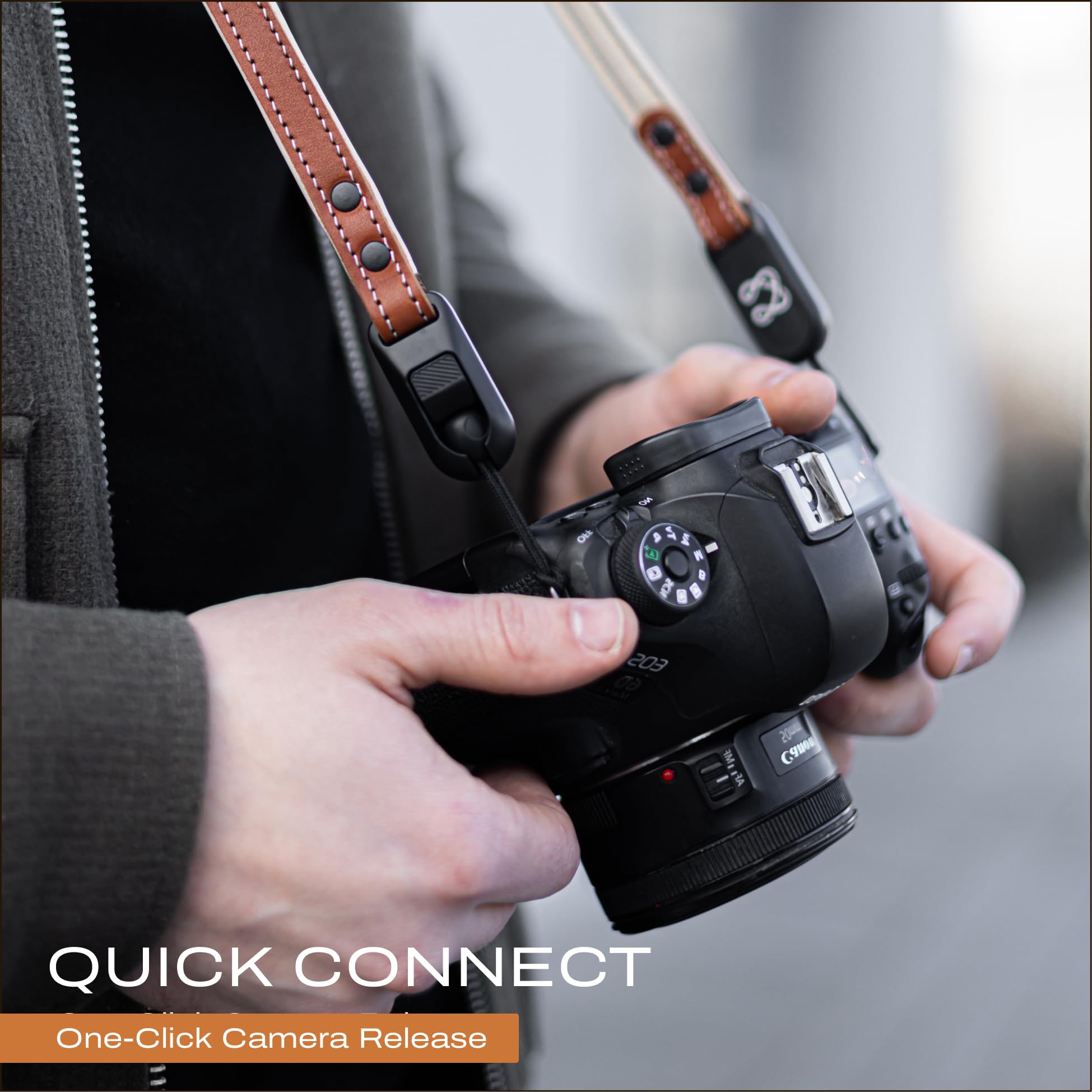 C Coiro Correa delgada de cuero para cámara con liberación rápida, correa de hombro ajustable para cámara DSLR SLR, compatible con todas las marcas de cámaras, acolchada/marrón
