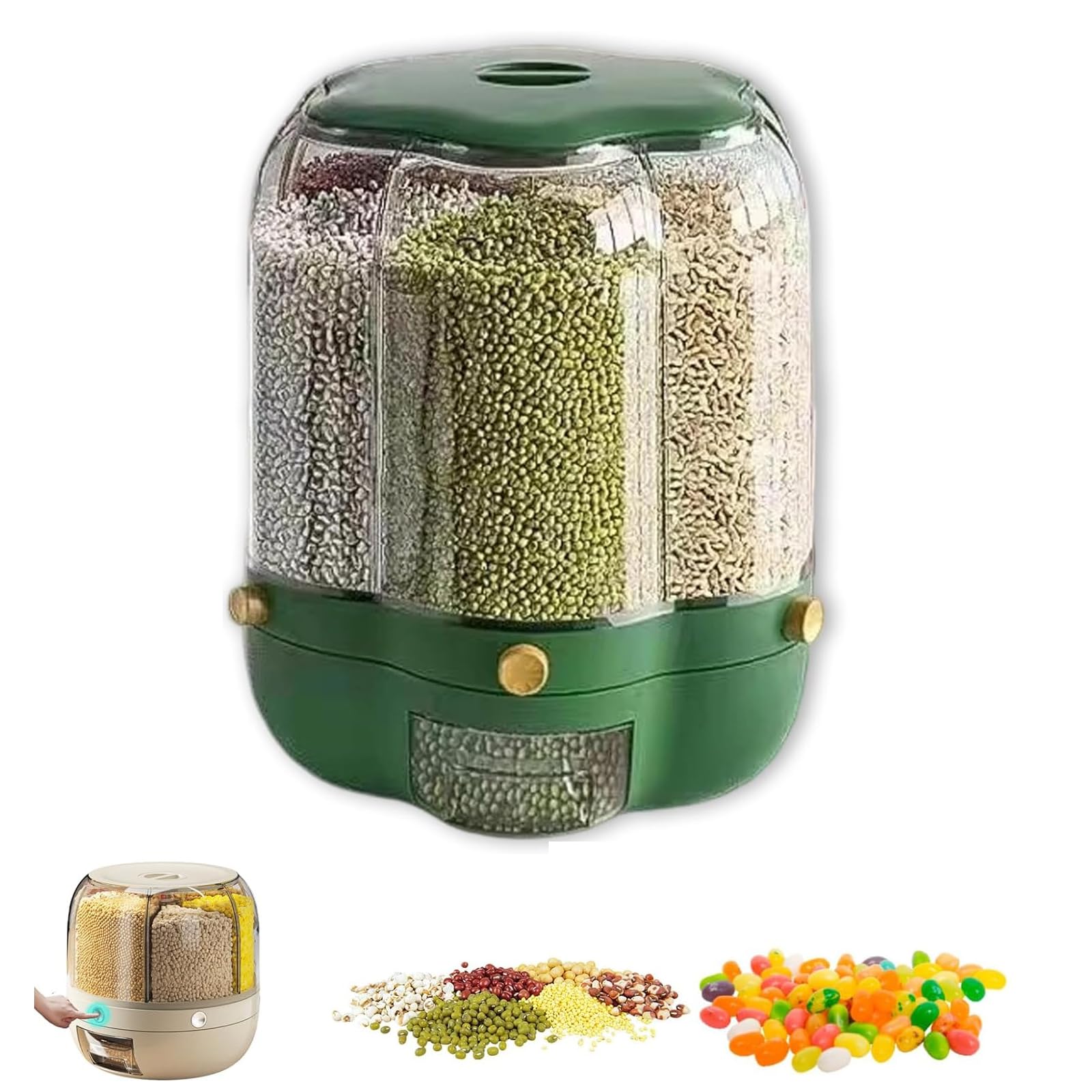 Boîte de rangement de cuisine rotative à 360° grande capacité 6 bacs