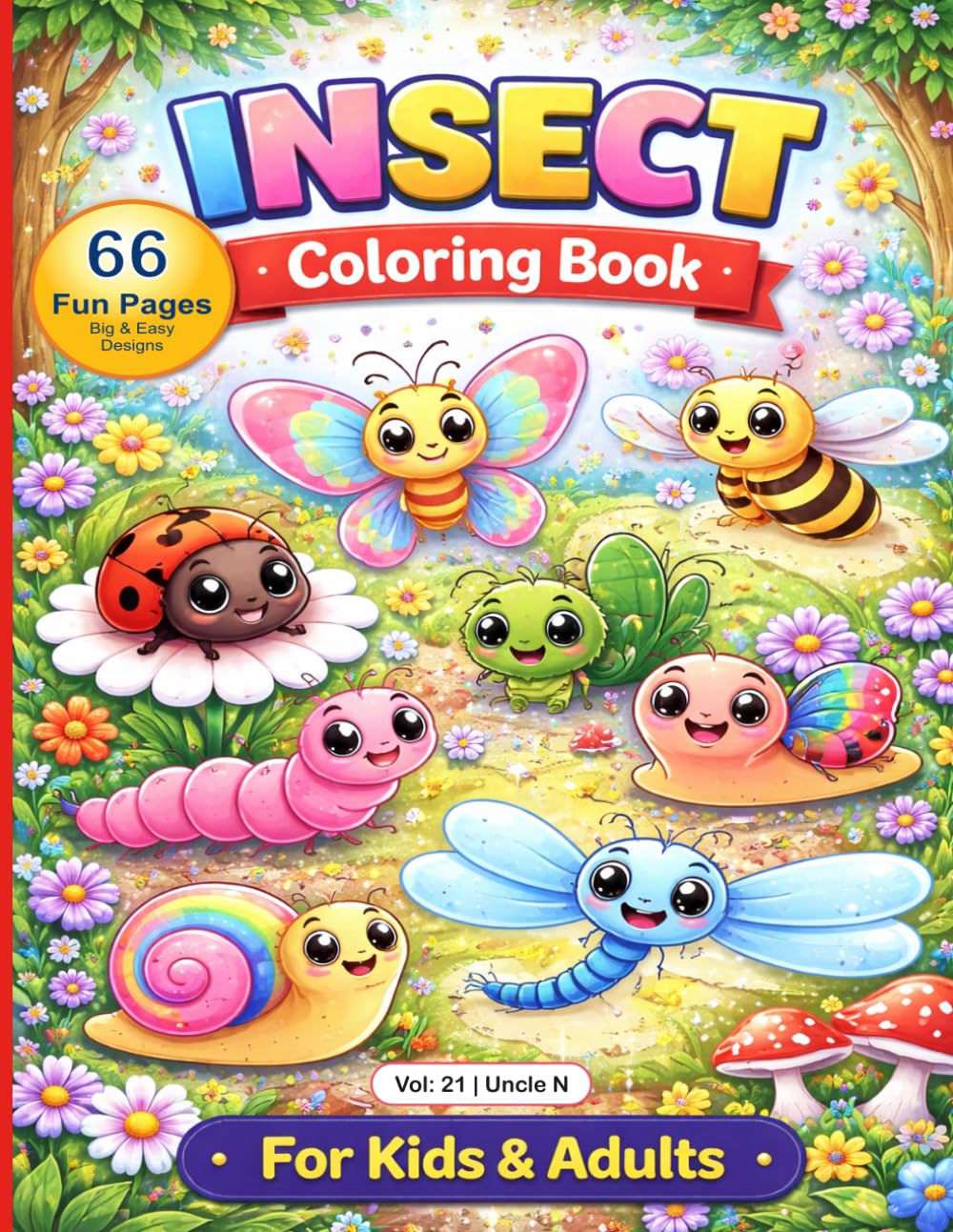 Insect Coloring Book: All types of Insect Drawing Coloring Book for Kids or Adults all Multi task, Relax, Create & Enjoy Every Page