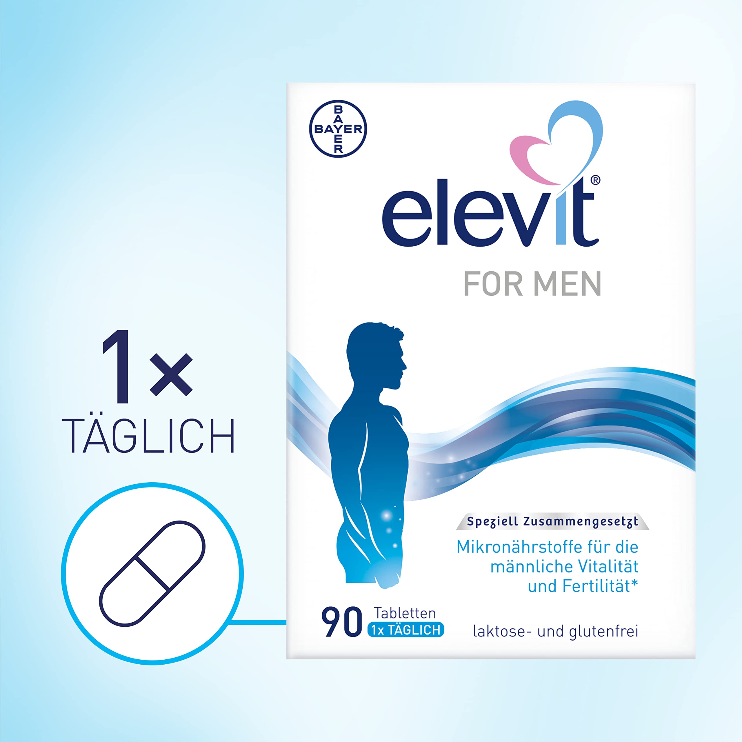 Elevit for Men Tabletten zur Unterstützung der männlichen Vitalität und Fertilität während der Babyplanung, 90 Sztuka Tablety