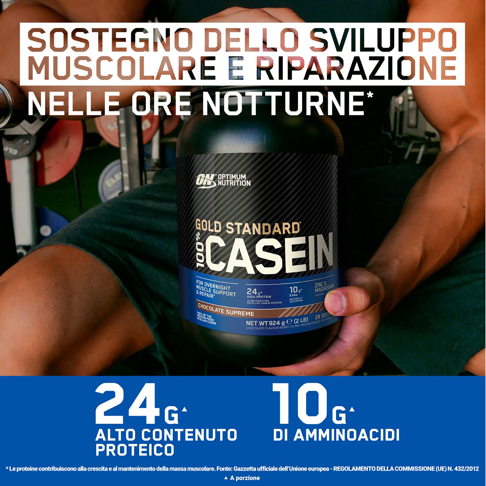 Optimum Nutrition Gold Standard 100% Casein Proteine di Caseina in Polvere a Rilascio Graduale Durante la Notte con Zinco e Magnesio Gusto Fragola 28 Porzioni 924g + Shaker