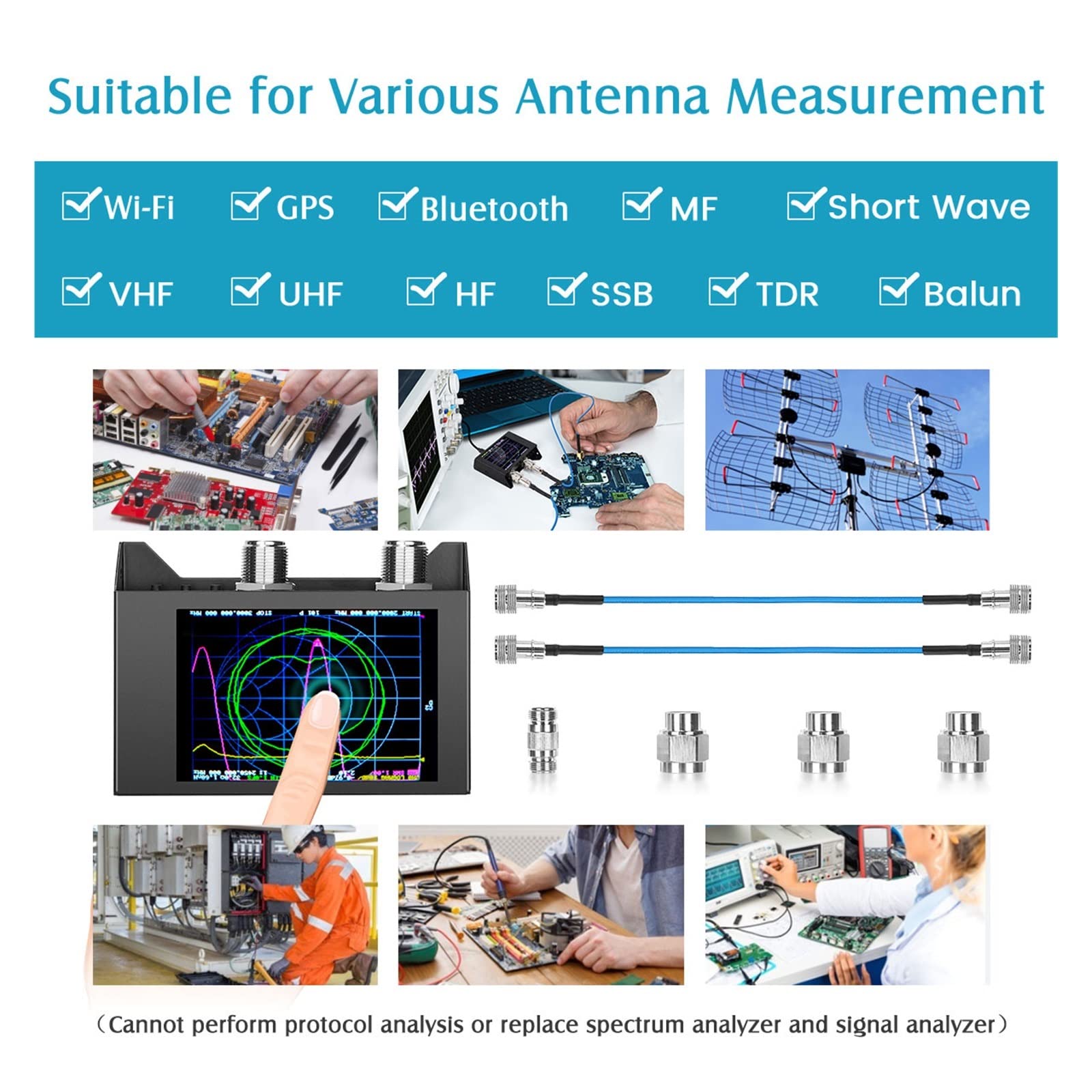 Spektrumanalysator, Vector Network Analyzer Kit 4,0 Zoll Bildschirm 3G SAA-2N NanoVNA V2 Antennenanalysator Kurzwelle HF VHF UHF
