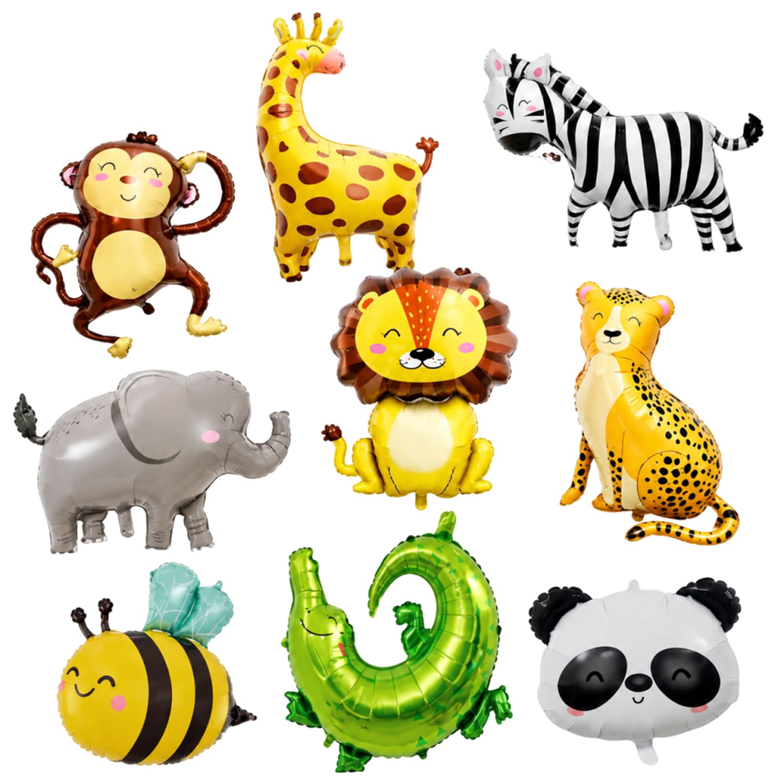 Safari Balloons, Reusable Animal Balloons for Birthday Celebrations, 9 Pcs