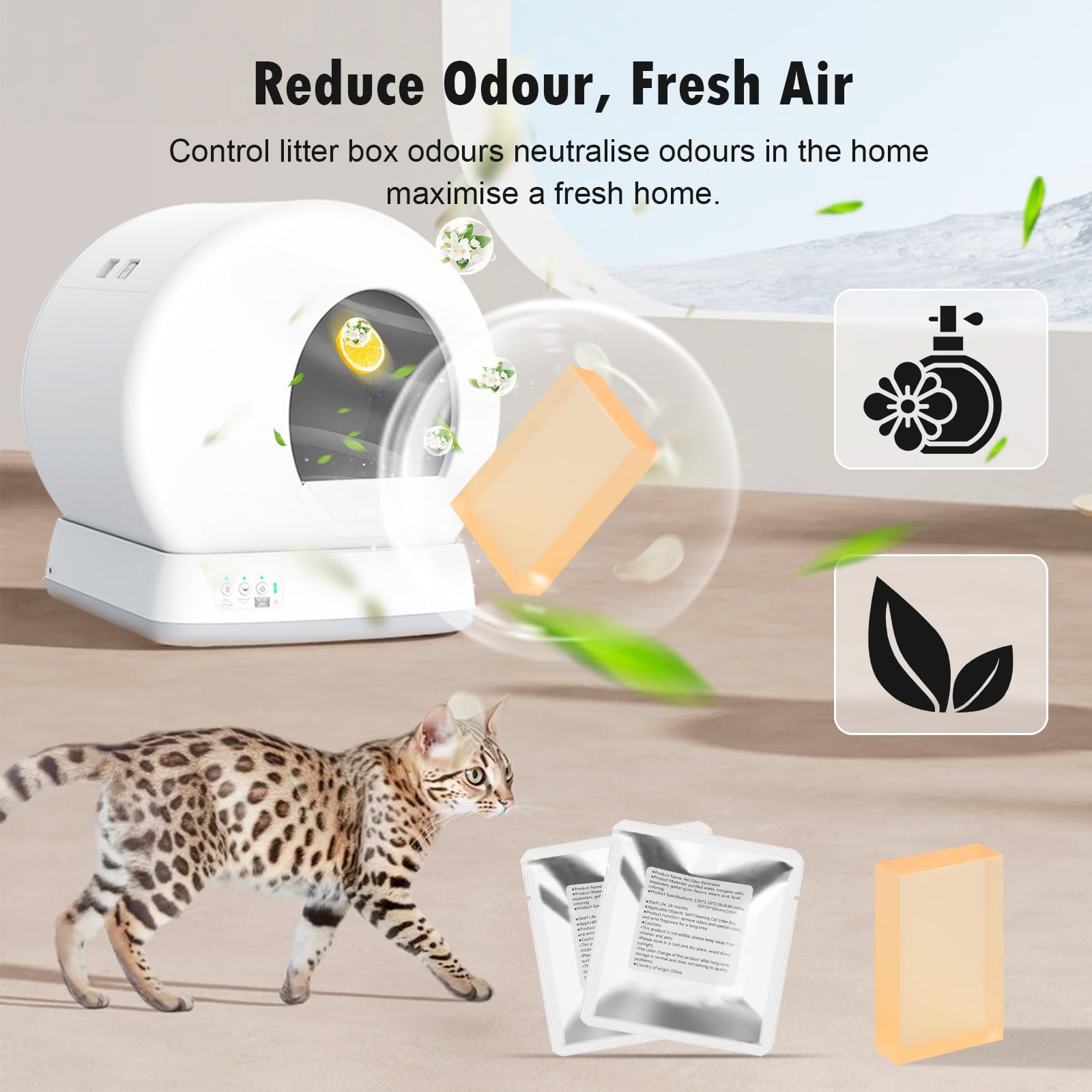12 Pack Litter Box Deodorizer Compatible with MeoWant MW-SC01 / MW-SC02 / LB02 Self-Cleaning Cat Litter Boxes, 360° Odor Lock Cat Toilet Odor Eliminator Gel - image 3