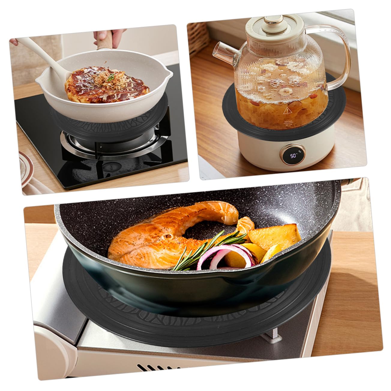 Cabilock Kitchen Heat Plate Gas Stove Heat Diffuser Aluminum Anti-slip 28cm Diameter 4mm Thick Versatile Sturdy Construction