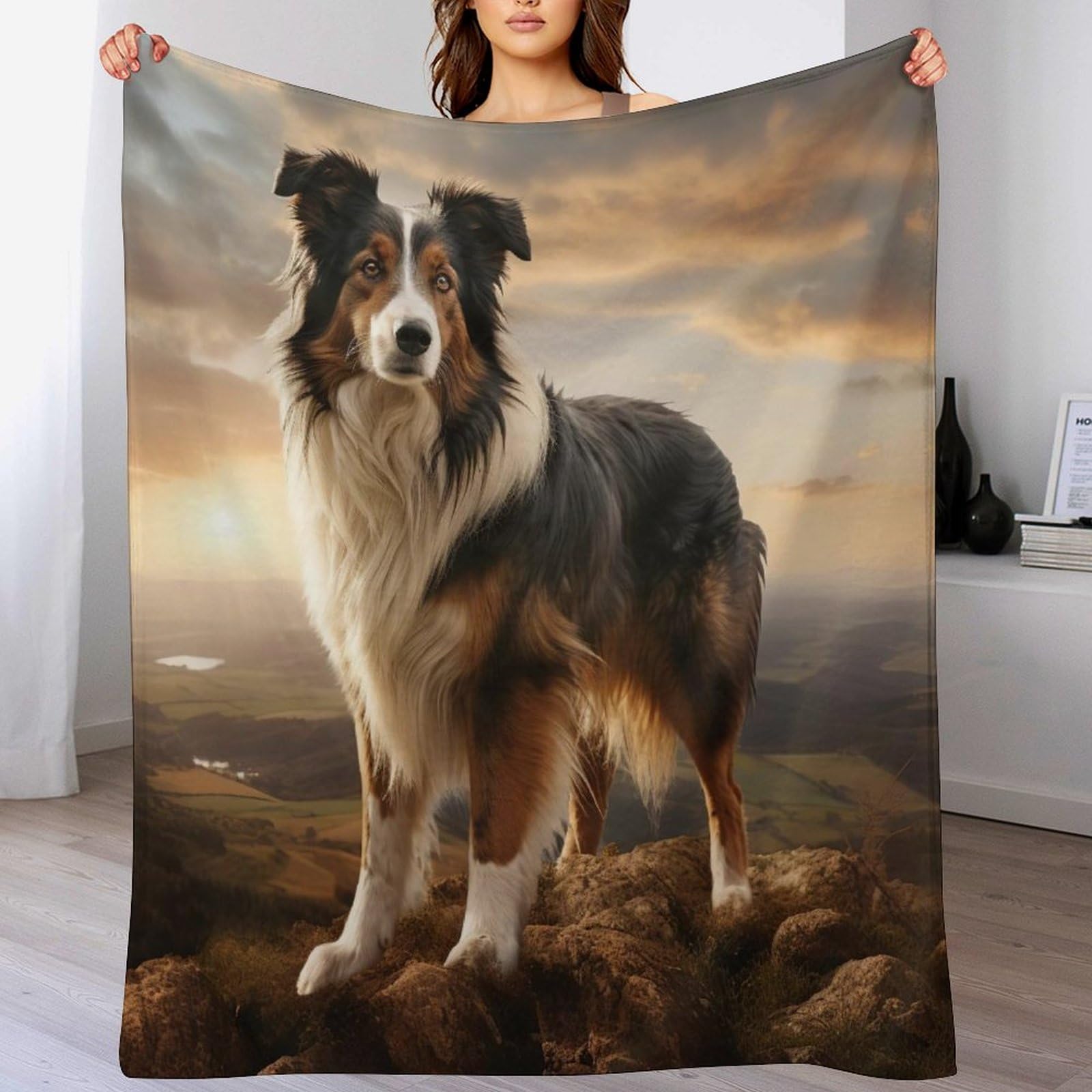 DCCCY Border Collie Throw Blanket - Soft, Warm, Cozy, Blankets for Couch And Bed - Throws for Sofa for Kids Teen Young Boys Girls, 130×180cm
