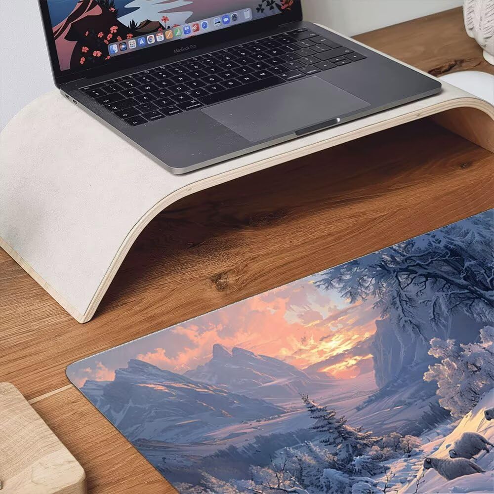 Podkładka pod mysz XXL, owieczka śnieżna, 1200 x 600 mm, ponadwymiarowa, antypoślizgowa mata gumowa, podkładka pod mysz dla graczy, szyte krawędzie, poprawia precyzję prędkości, nadaje się do prania